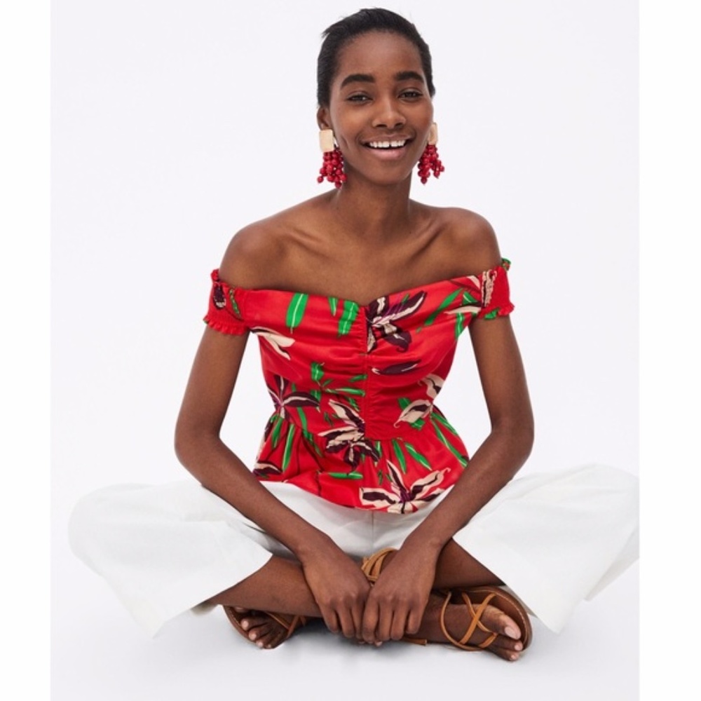 NEW | Zara | Gathered Floral Printed Blouse Top